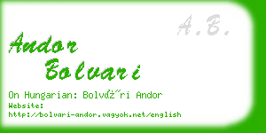 andor bolvari business card